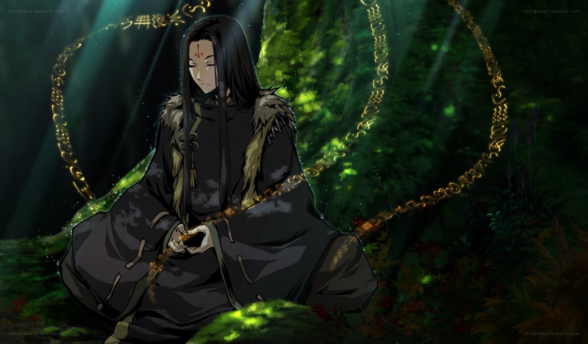 anime character in forest