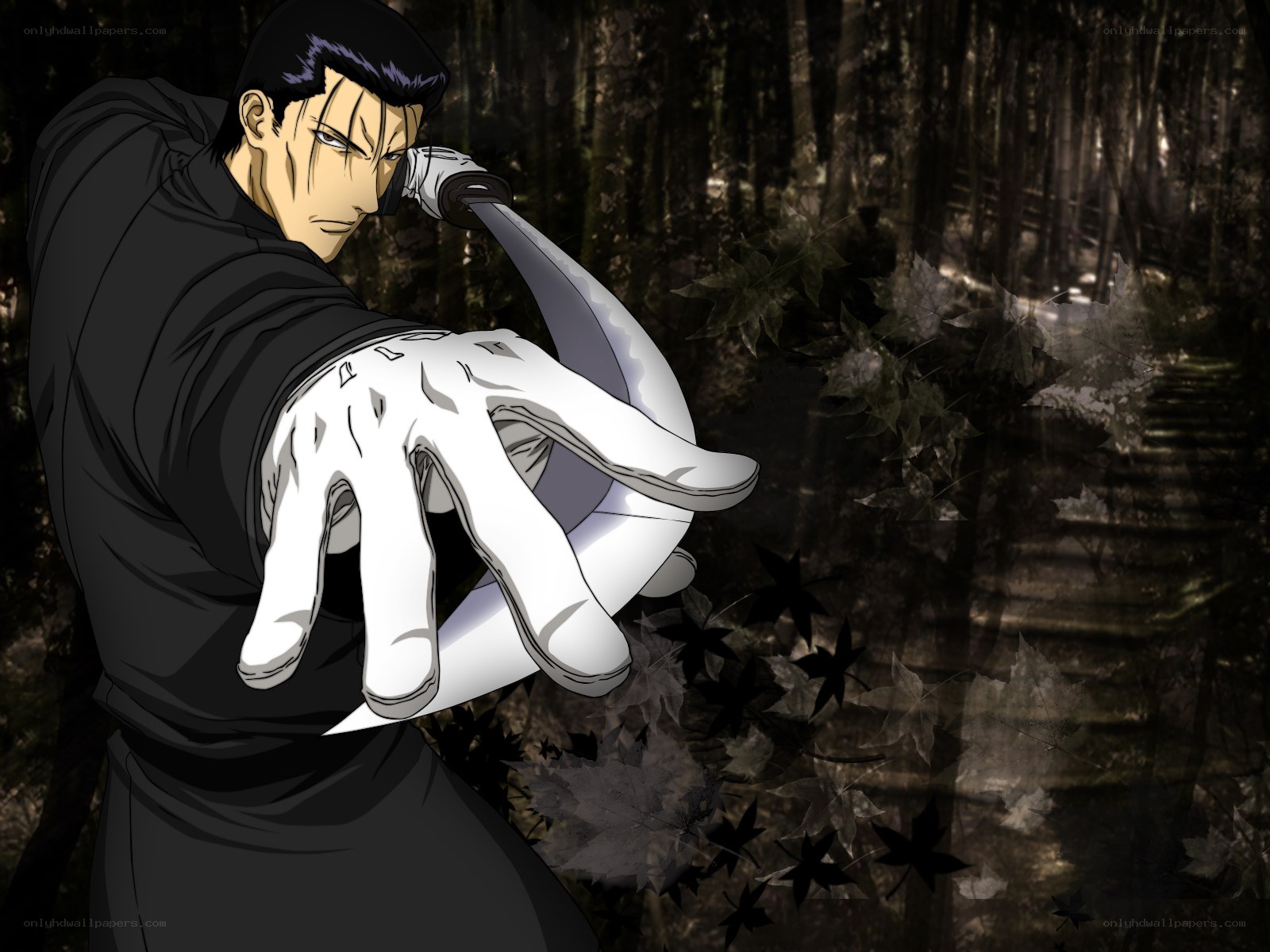 anime character in forest