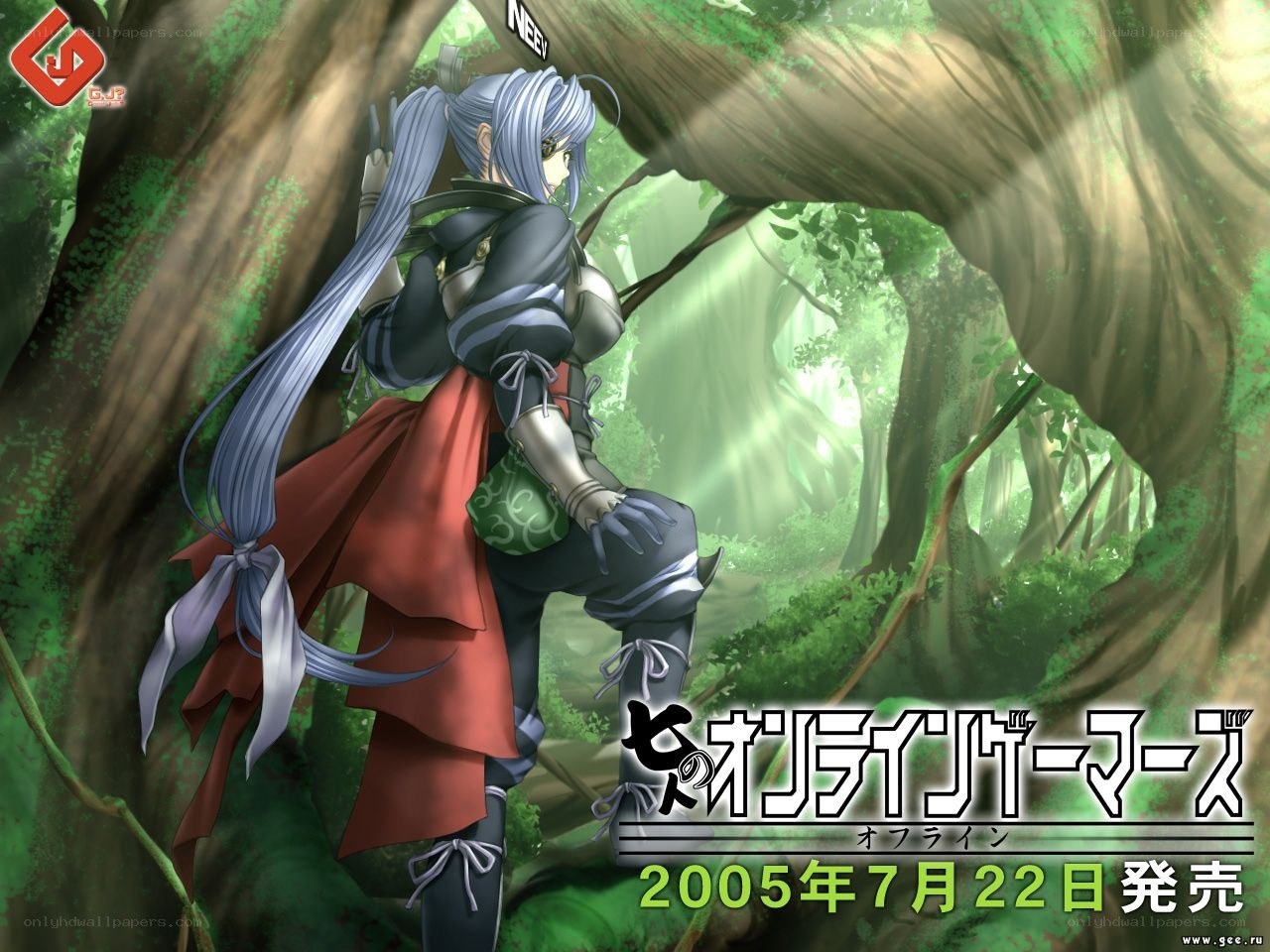 anime character in forest