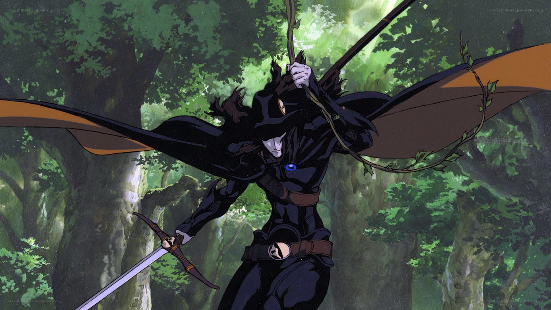 anime character in forest