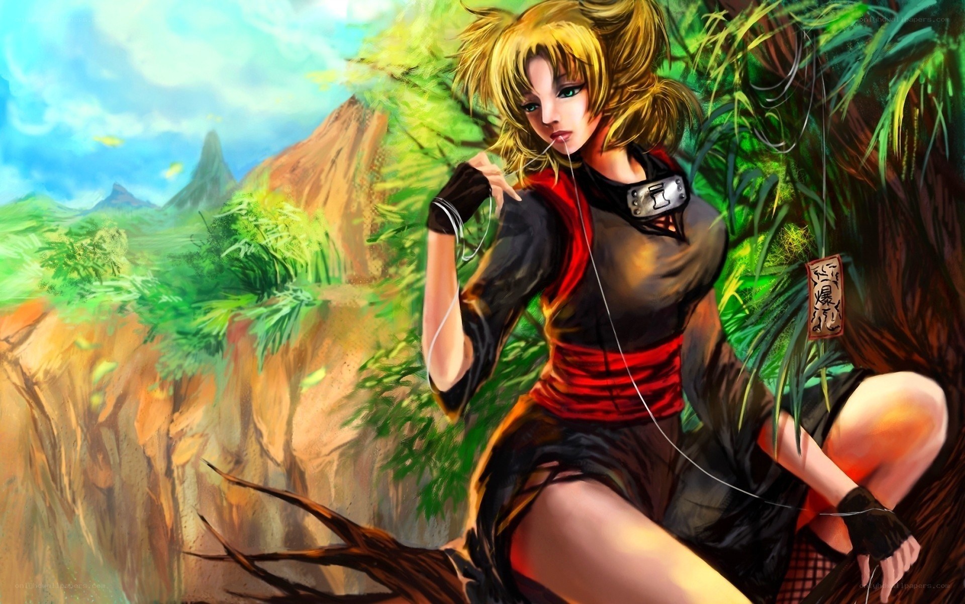 anime character in forest