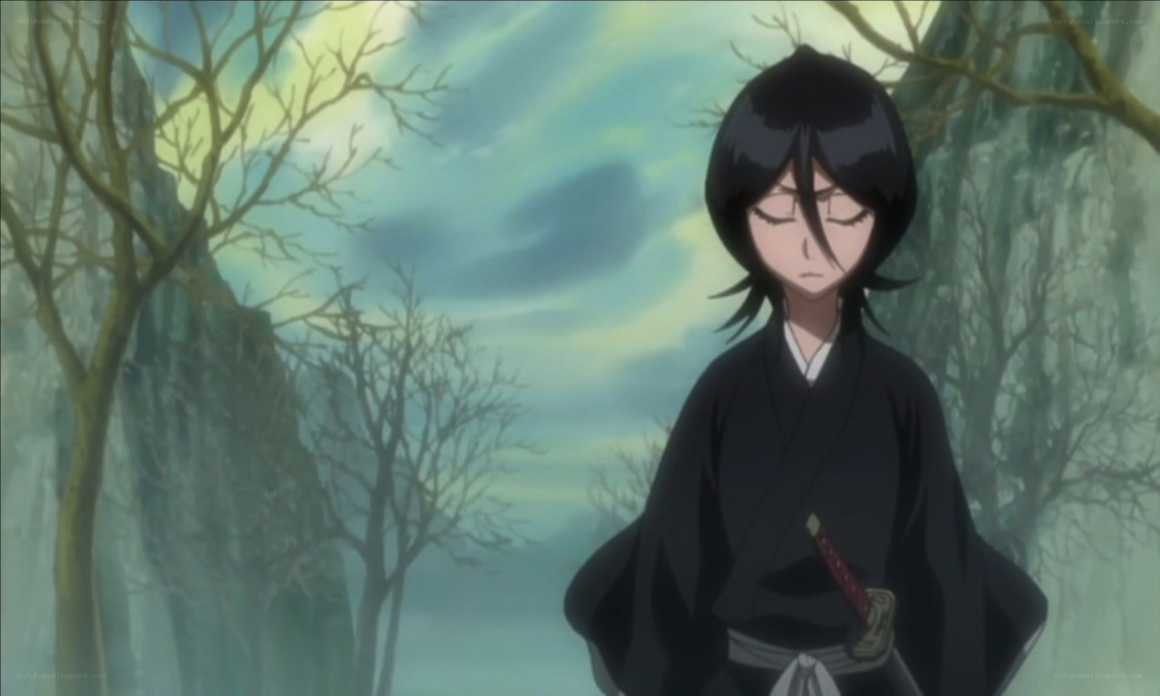 anime character in forest