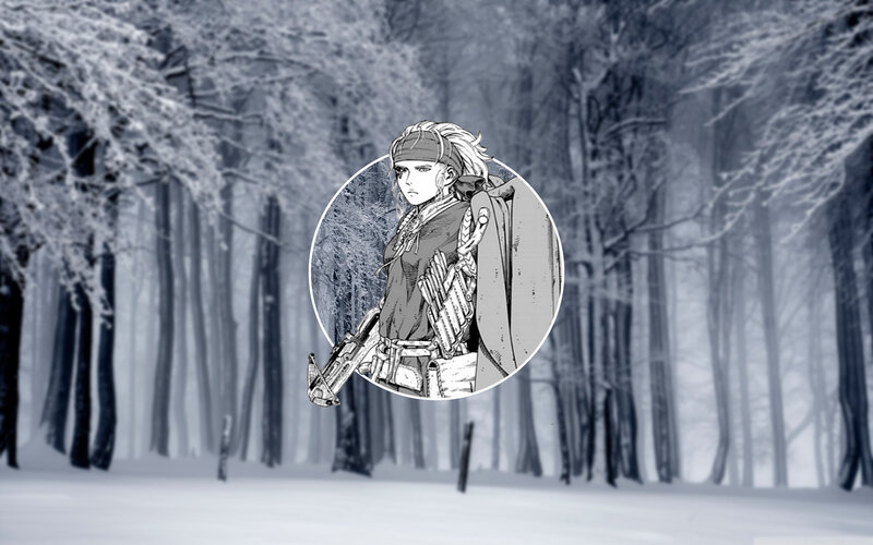 Anime Character in Forest — Black, Dramatic, Winter