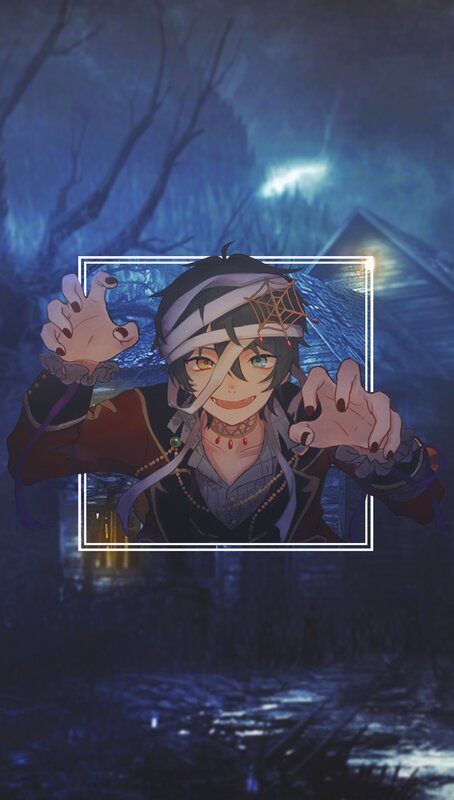 Anime Character in Forest — Blue, Dark