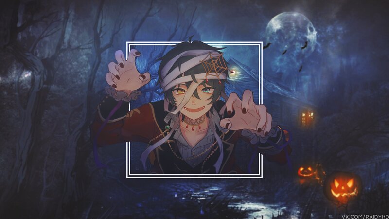 Anime Character in Forest — Blue, Spooky