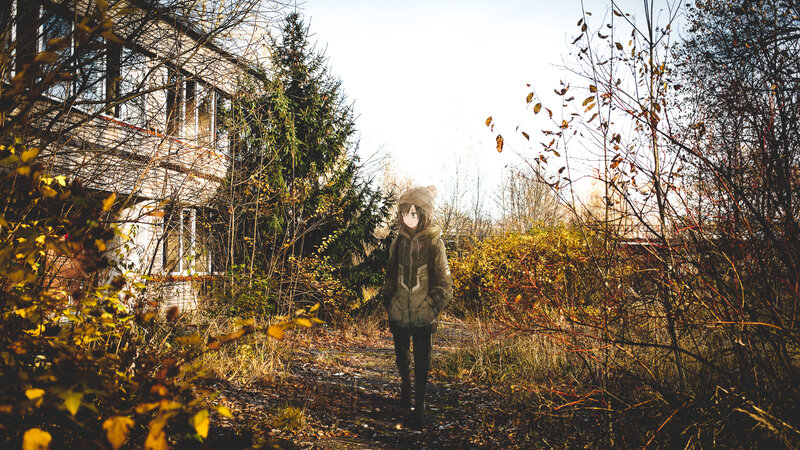 Anime Character in Forest — Brown, Somber