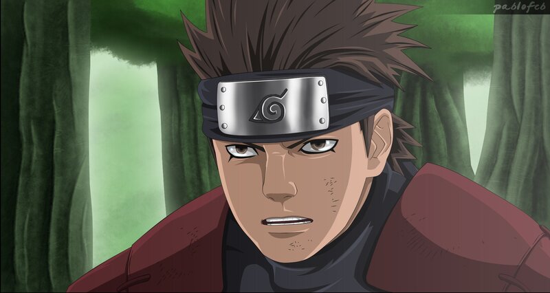 Anime Character in Forest — Green, Serious