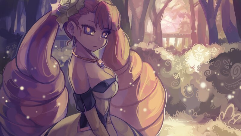 Anime Character in Forest — Purple, Serene