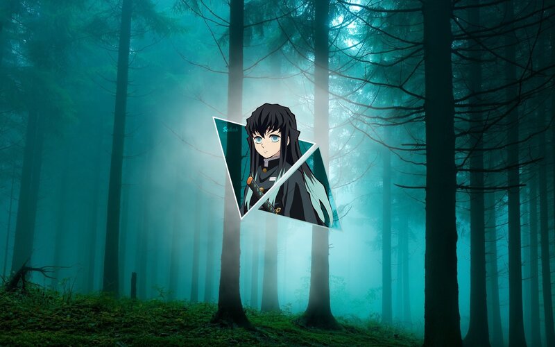 Anime Character in Forest — Teal