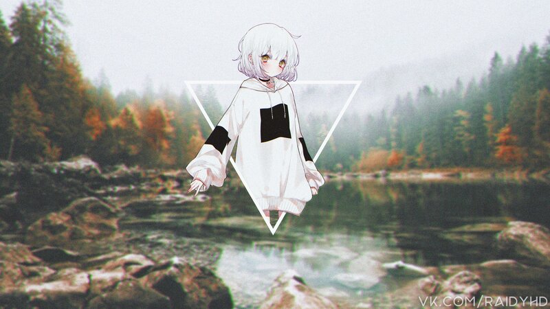 Anime Character in Forest — White