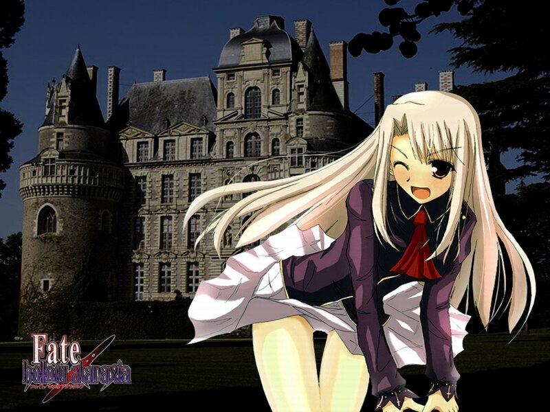anime character in front of castle