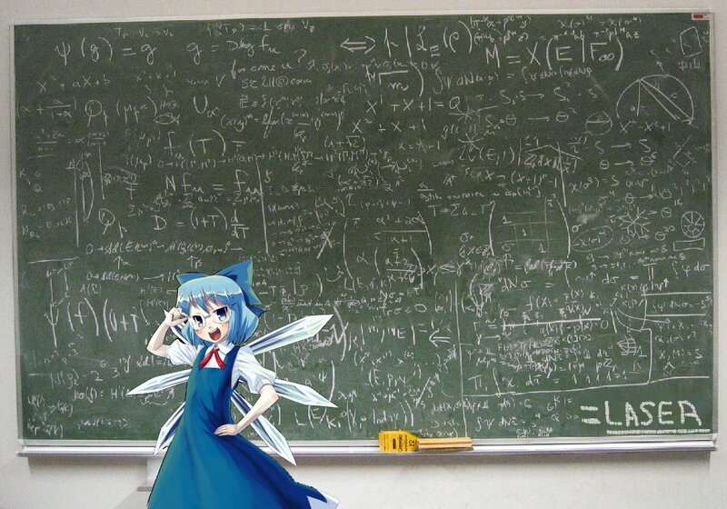 Anime character in front of chalkboard