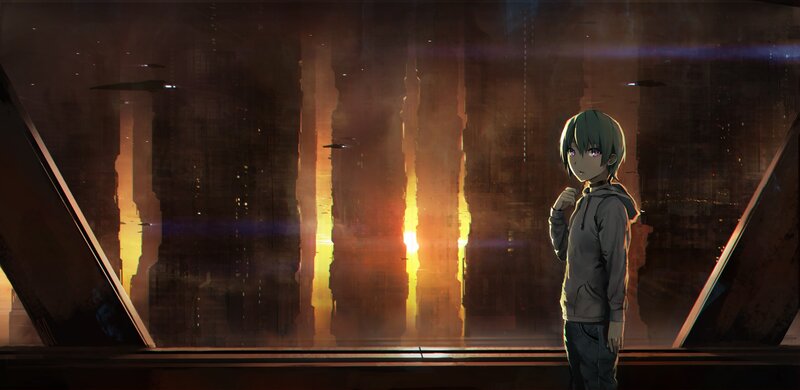 anime character in futuristic city