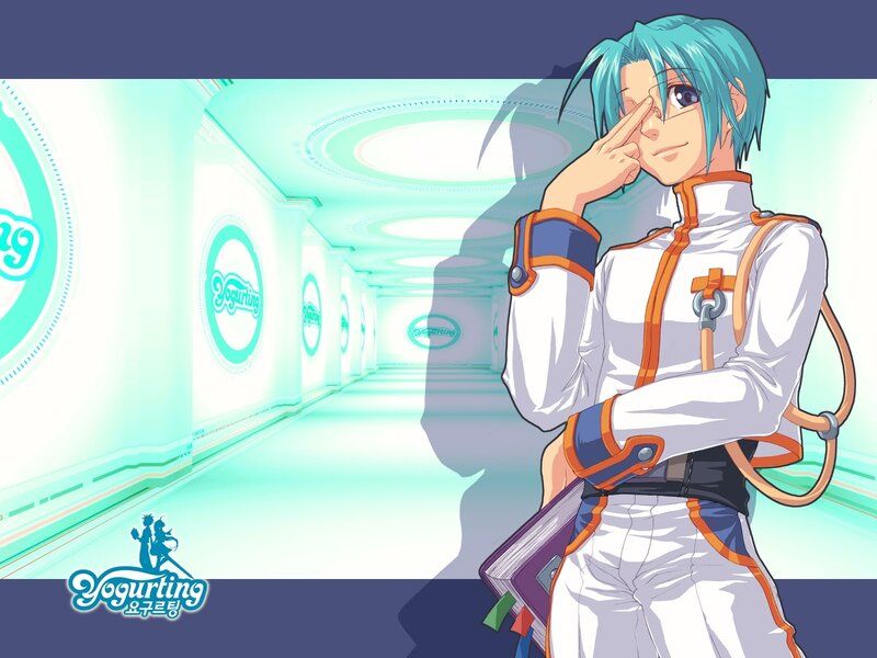 anime character in futuristic corridor