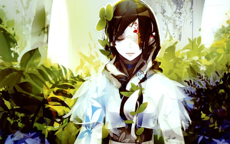 Anime Character in Garden — White