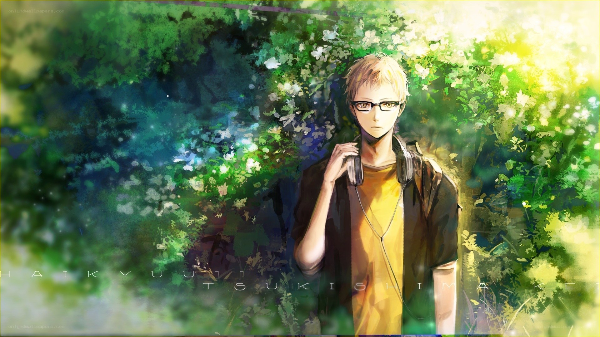 Anime character in garden