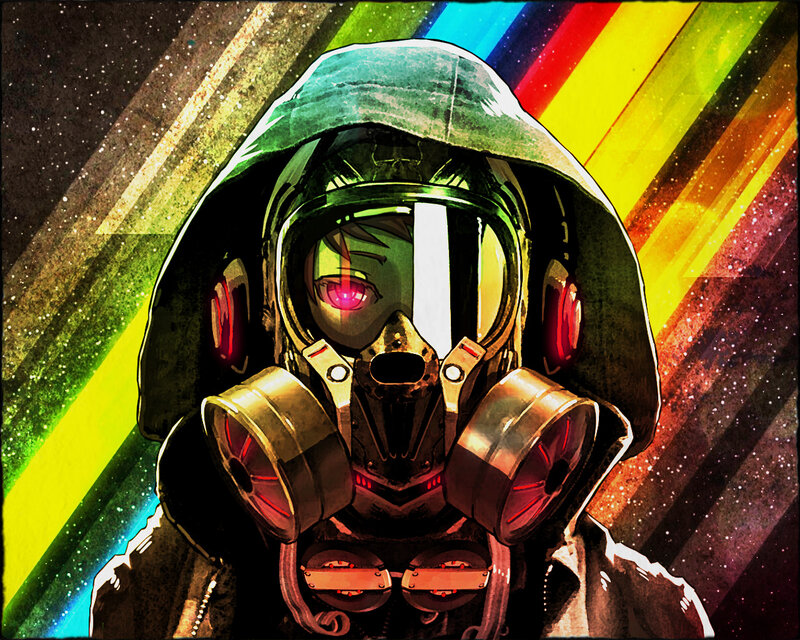 anime character in gas mask