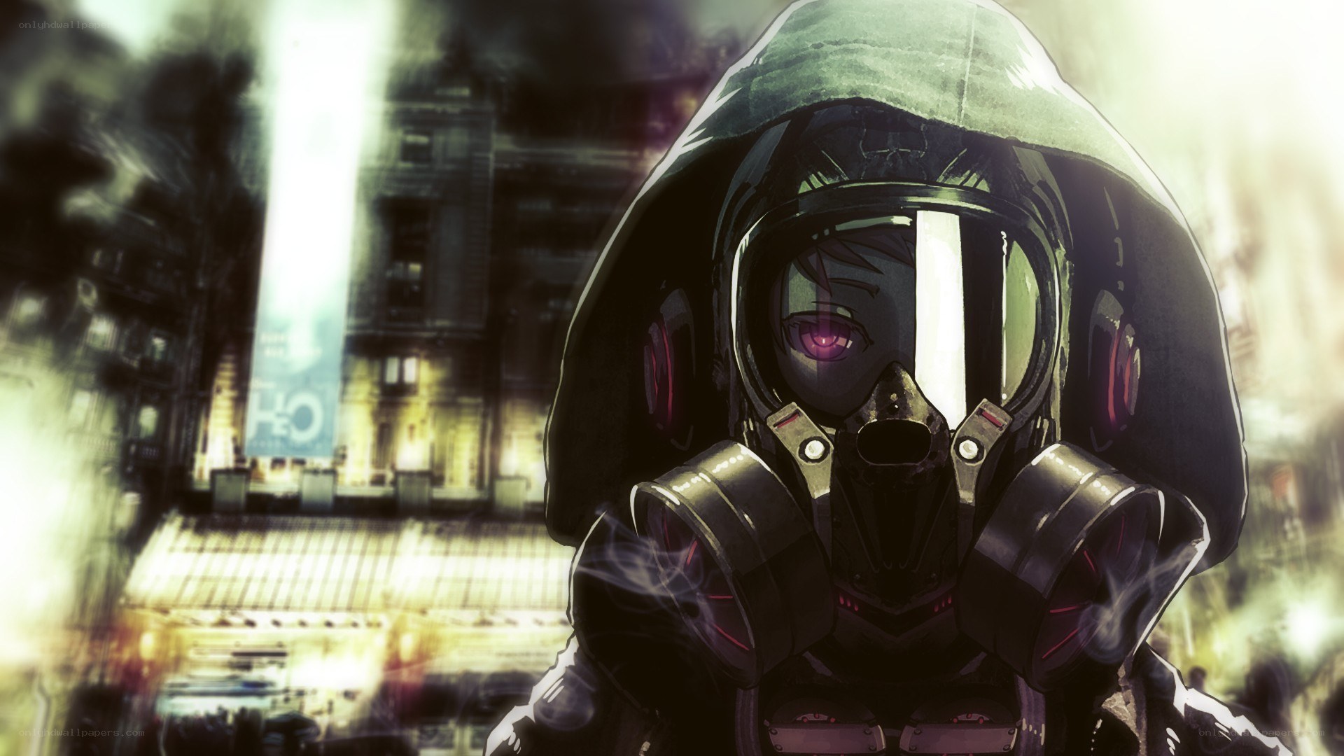 anime character in gas mask