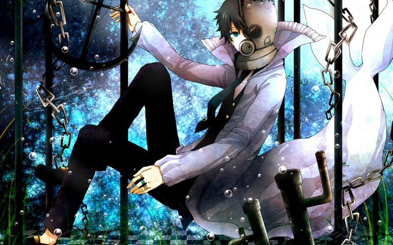 Anime Character in Gas Mask — Blue