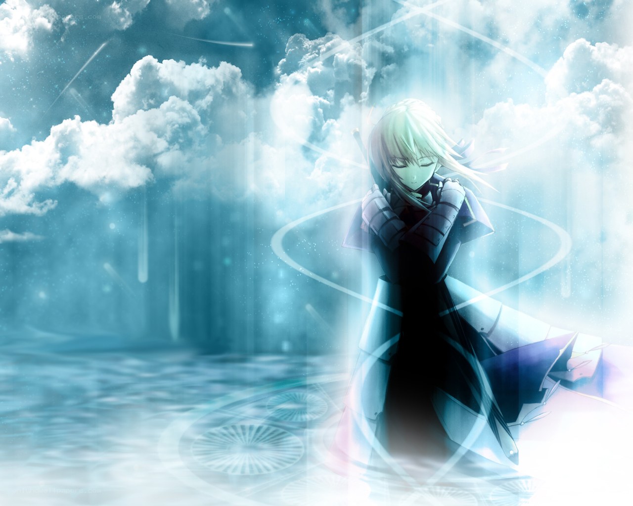 anime character in glowing light