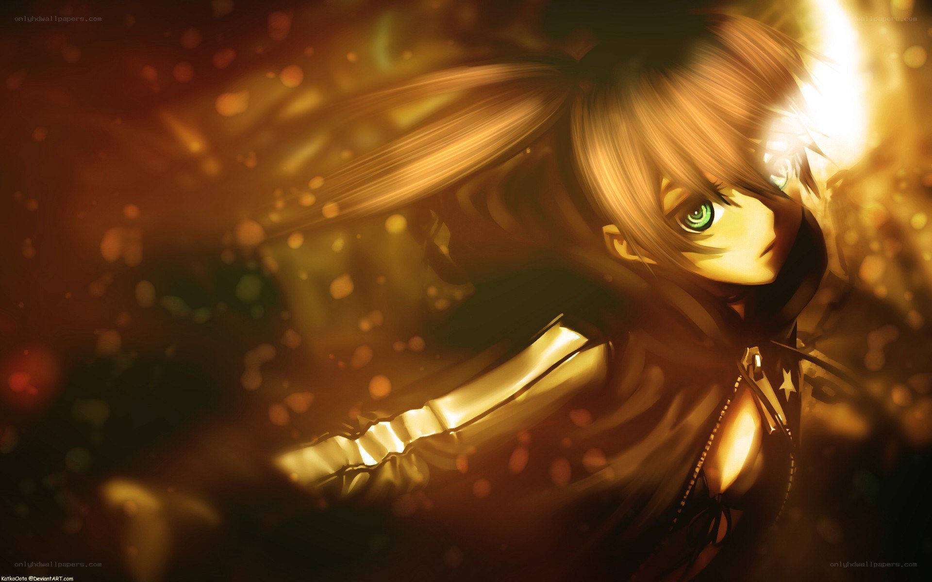 anime character in golden light
