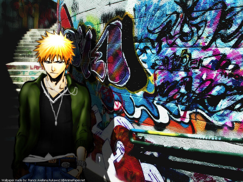 Anime character in graffiti alley