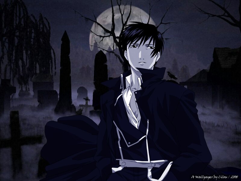 anime character in graveyard