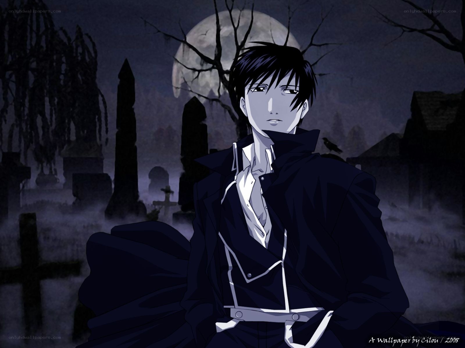 anime character in graveyard