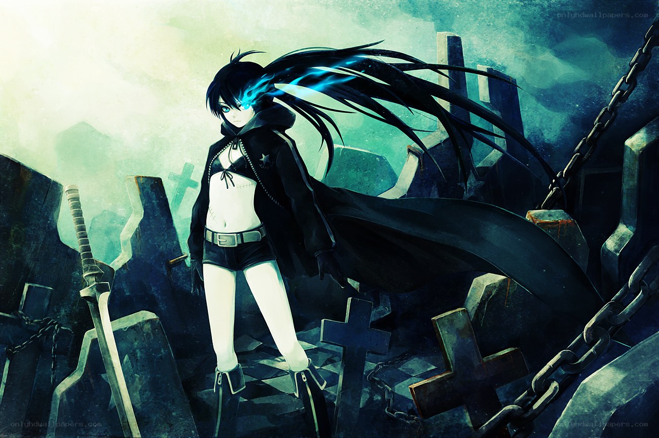 anime character in graveyard