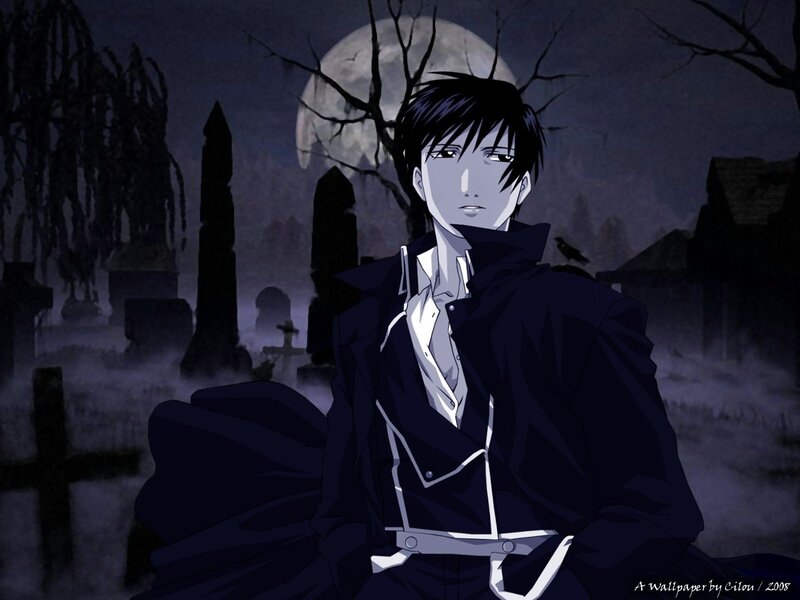 Anime Character in Graveyard — Black, Dark, Somber