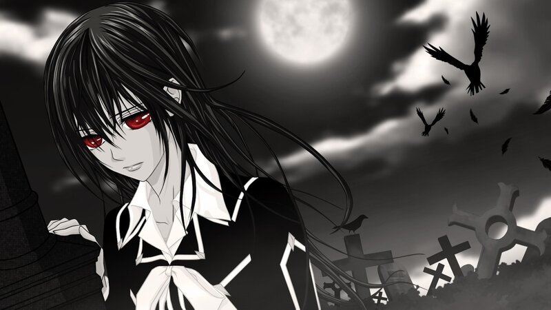 Anime Character in Graveyard — Black