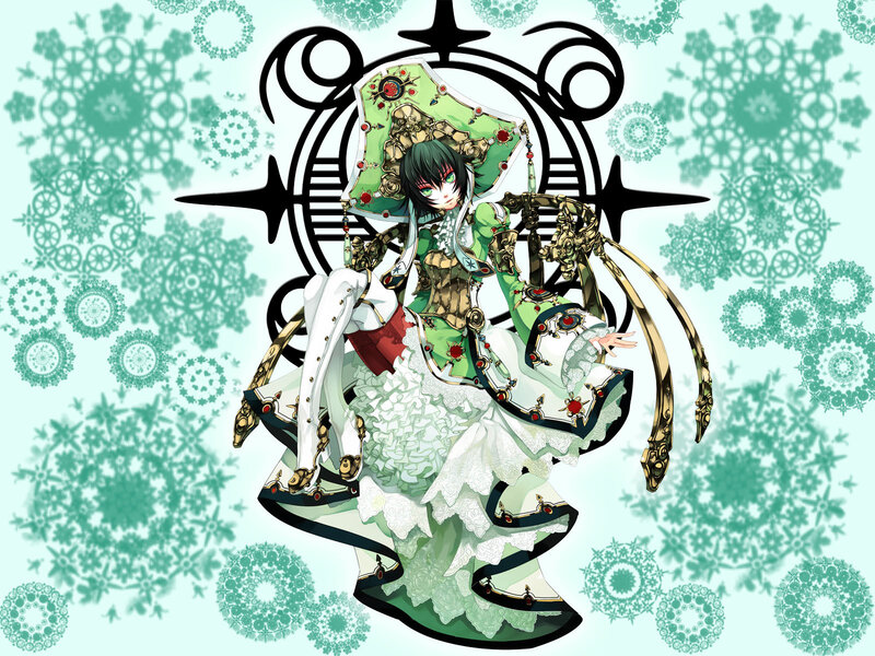 anime character in green and white dress