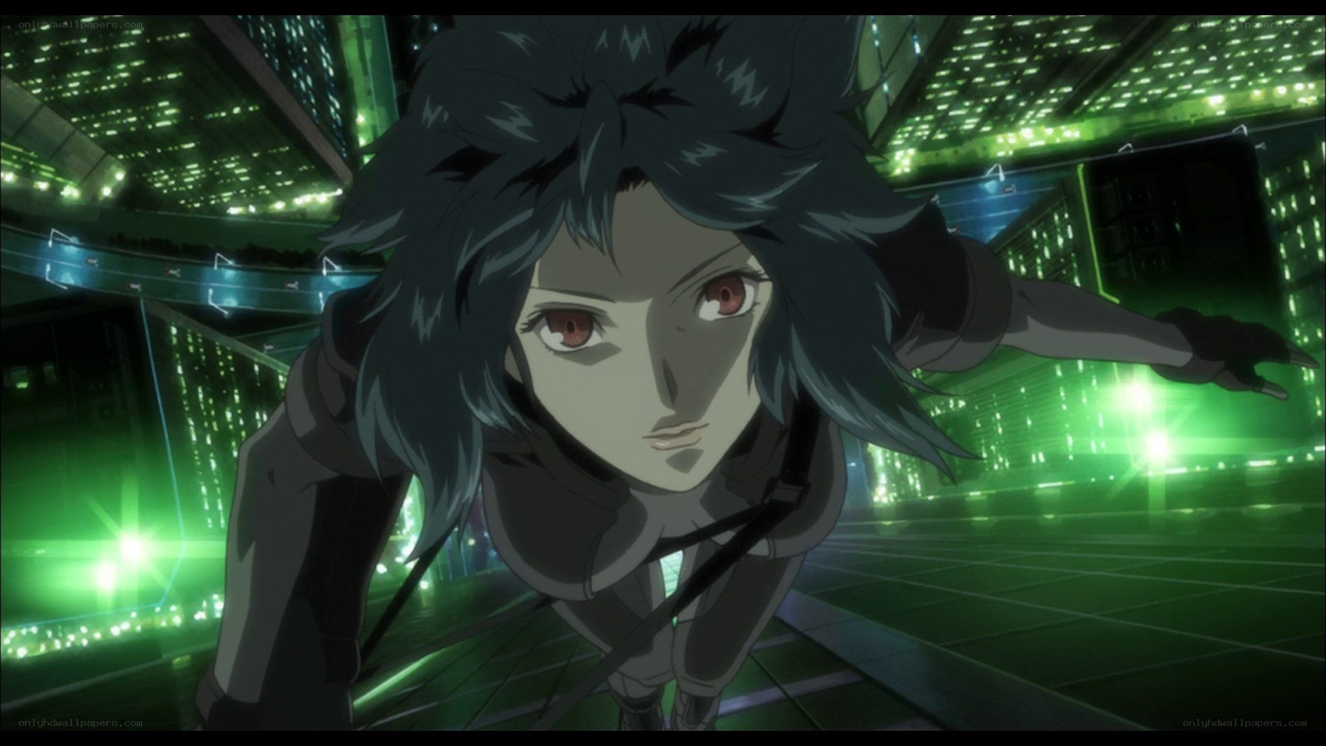 anime character in green city