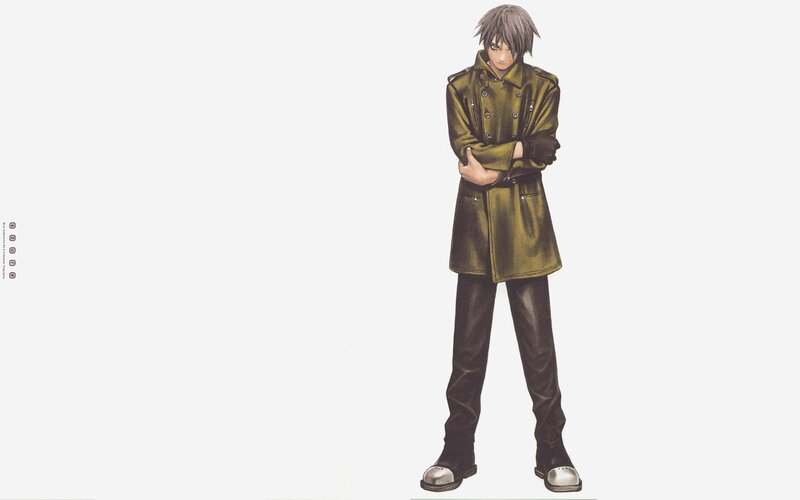 anime character in green coat