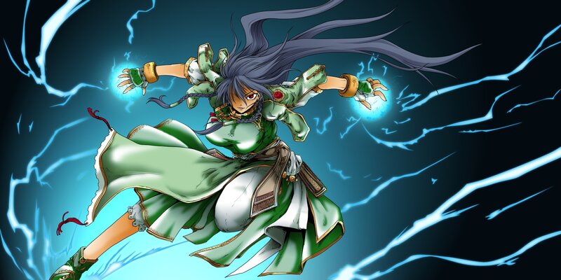 Anime Character in Green — Dramatic, Manga