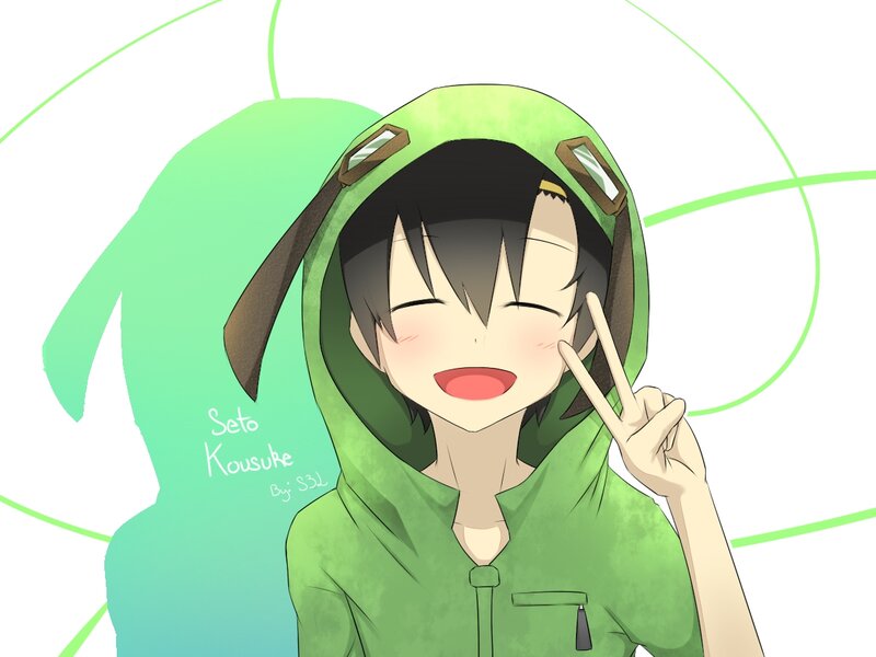 Anime Character in Green Hoodie — Happy
