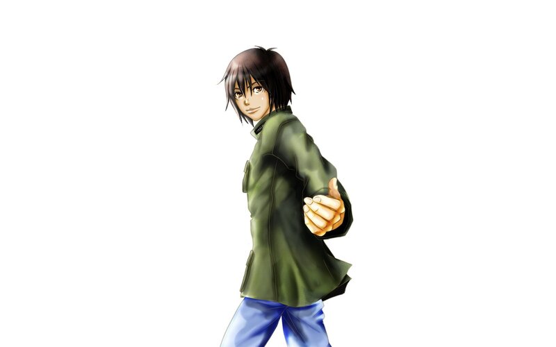 anime character in green jacket