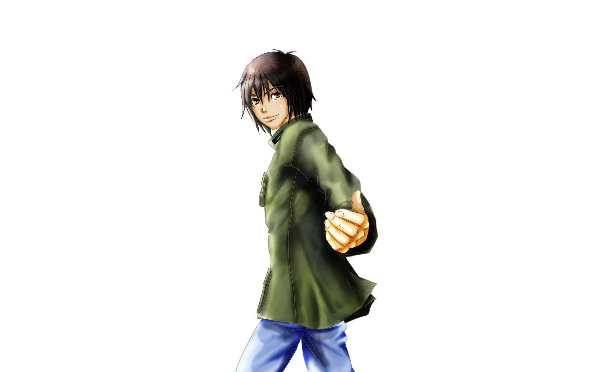 anime character in green jacket