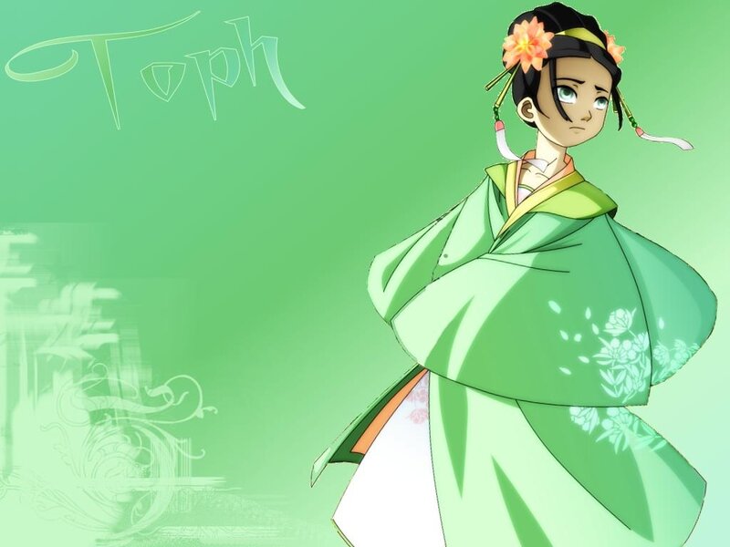 anime character in green kimono