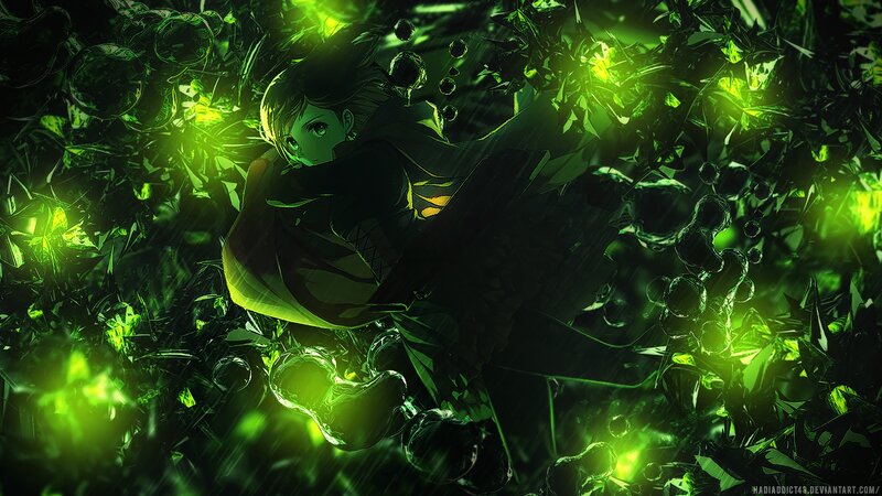 Anime Character in Green Light — Dramatic