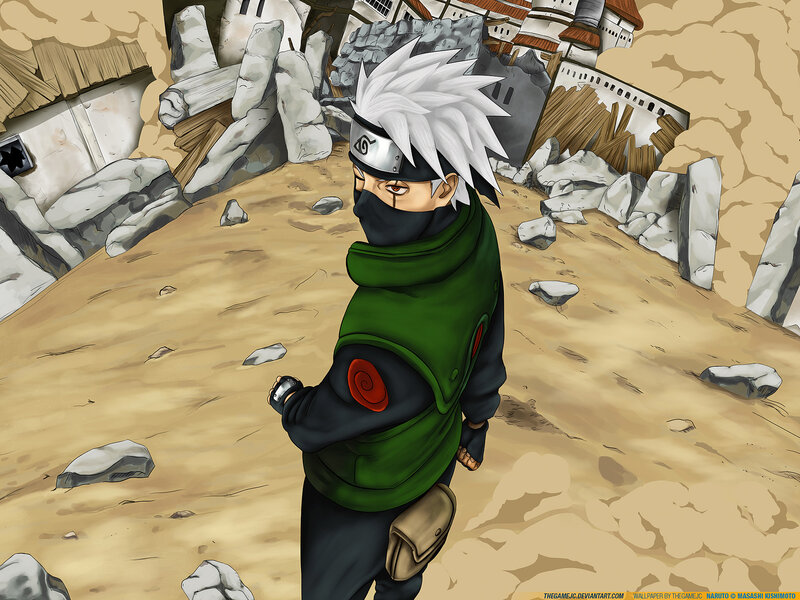 Anime Character in Green Vest — Dramatic, Manga, Debris, Sand