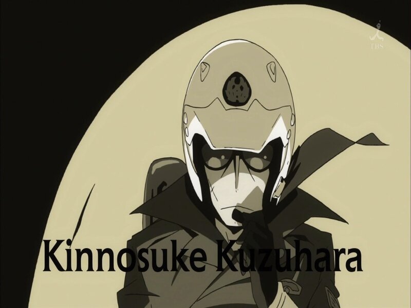 Anime Character in Helmet — Black, Dramatic
