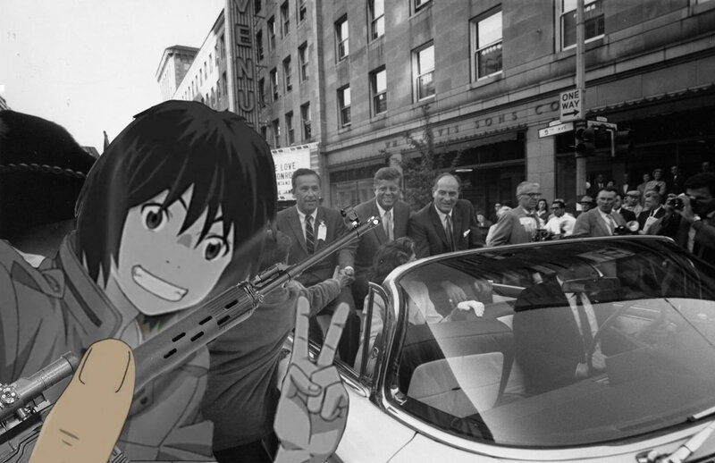 Anime character in historical photo