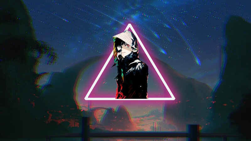 Anime Character in Hood — Blue, Dramatic, Night