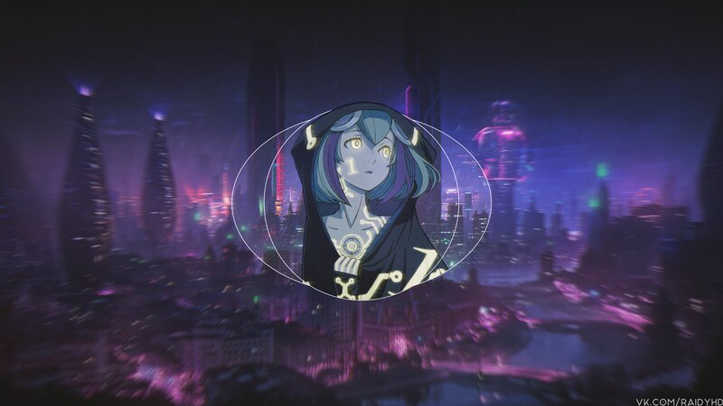 Anime Character in Hood — Purple, Dramatic