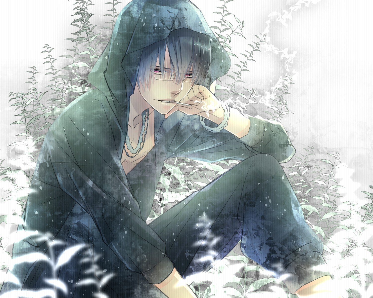 anime character in hooded cloak