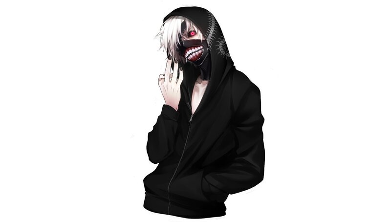 Anime Character in Hoodie — Black, Dark