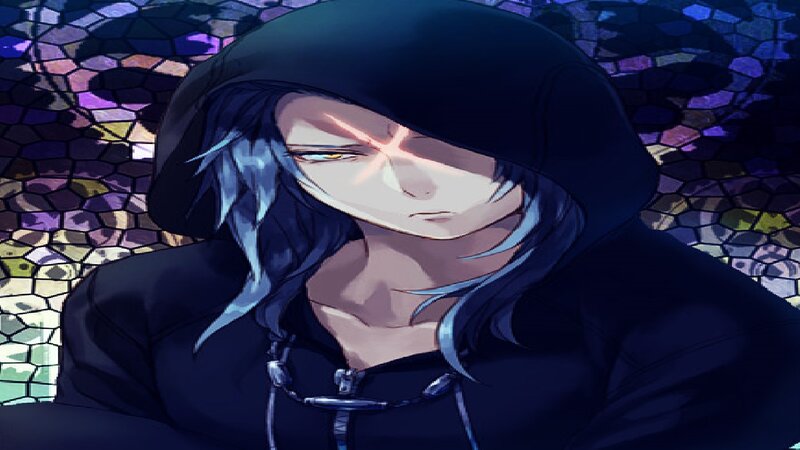 Anime Character in Hoodie — Black, Dramatic, Digital Art