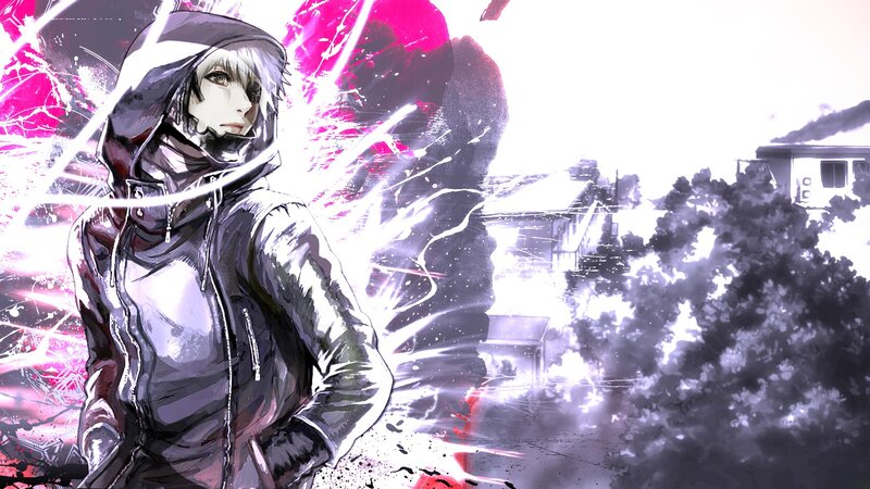 Anime Character in Hoodie — Black, Dramatic, Manga