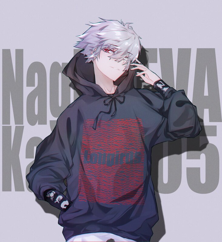 Anime Character in Hoodie — Gray, Cool
